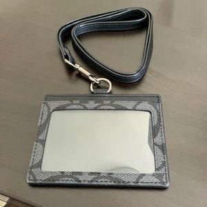 Coach Black Vinyl/Leather ID Lanyard